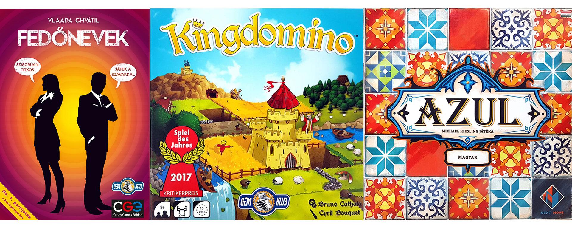 Fedőnevek, Kingdomino, Azul Fedőnevek, Kingdomino, Azul