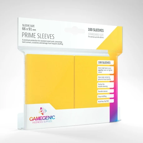 GameGenic Prime Sleeves, sárga - 66x91mm (100 db/csomag)
