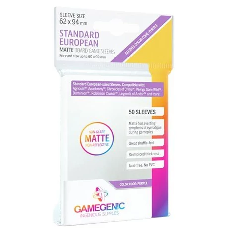 GameGenic Matte Standard EU sleeves - 62x94 mm (50 db/csomag)