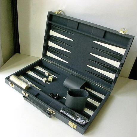 Backgammon - szürke műbőr koffer (38cm) - 604165 Backgammon - szürke műbőr koffer (38cm) - 604165