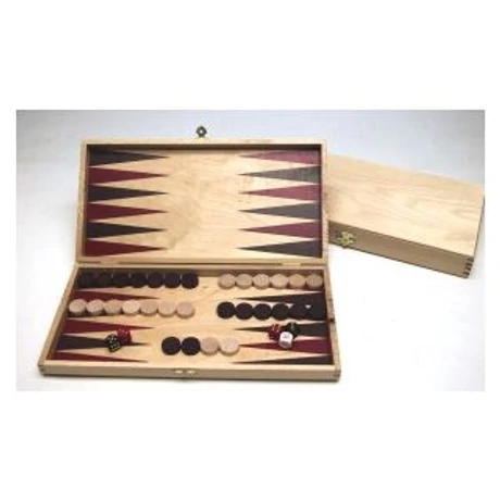 Backgammon világos fadobozban, 28x14 cm 601098